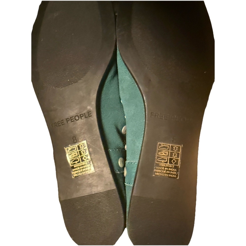 Free People Mystic Studded Mary Jane Ballet Flats Teal Green Suede - Picture 7 of 10
